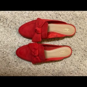 Bass Red Suede Mules